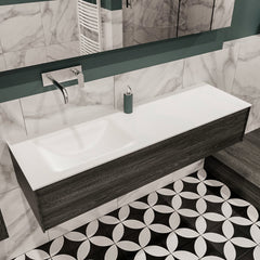 MONDIAZ LUSH 150 badmeubel antracite 1 lade wastafel CLOUD links geen kraangat