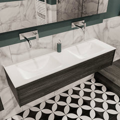 MONDIAZ LUSH 150 badmeubel antracite 1 lade wastafel dubbel geen kraangat