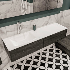 MONDIAZ LUSH 150cm badmeubel antracite 2 lades wastafel CLOUD links 1 kraangat