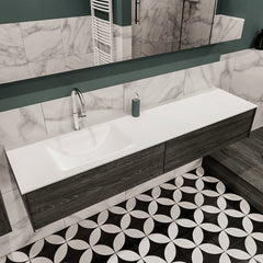 MONDIAZ LUSH 180cm badmeubel antracite 2 lades wastafel CLOUD links 1 kraangat