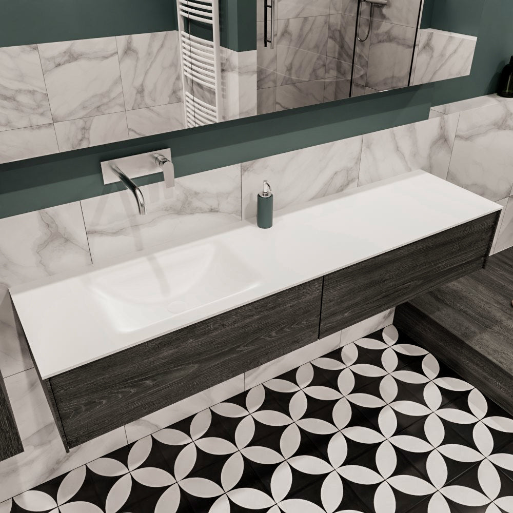 MONDIAZ LUSH 180 badmeubel antracite 2 lades wastafel links geen kraangat