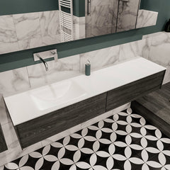 MONDIAZ LUSH 180 badmeubel antracite 2 lades wastafel links geen kraangat