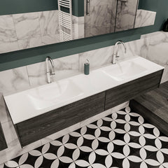 MONDIAZ LUSH 180 badmeubel antracite 2 lades wastafel dubbel 2 kraangaten