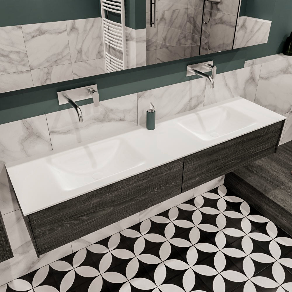 MONDIAZ LUSH 180 badmeubel antracite 2 lades wastafel dubbel geen kraangat