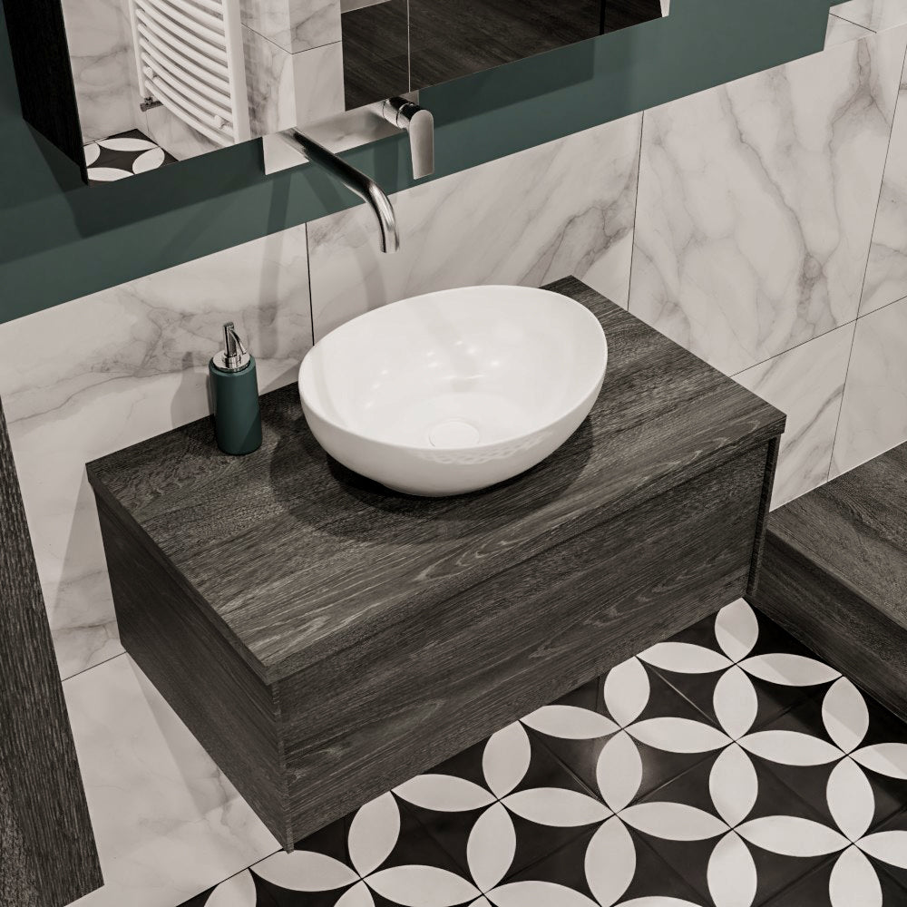 MONDIAZ LUSH 80 badmeubel antracite 1 lades BARCO midden geen kraangat