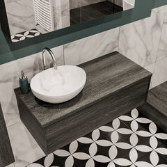 MONDIAZ LUSH 100cm badmeubel antracite 1 lades wastafel BARCO links 1 kraangat