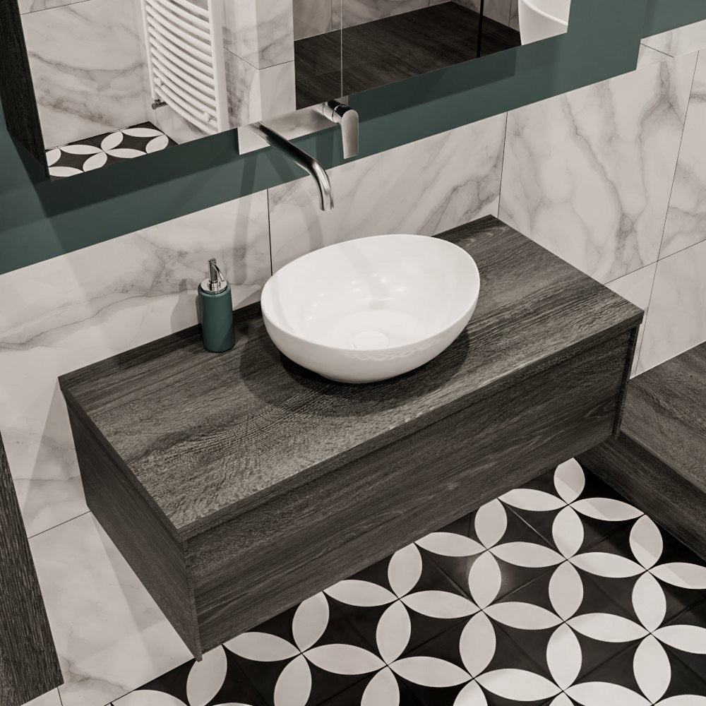 MONDIAZ LUSH 100 badmeubel antracite 1 lades BARCO midden geen kraangat