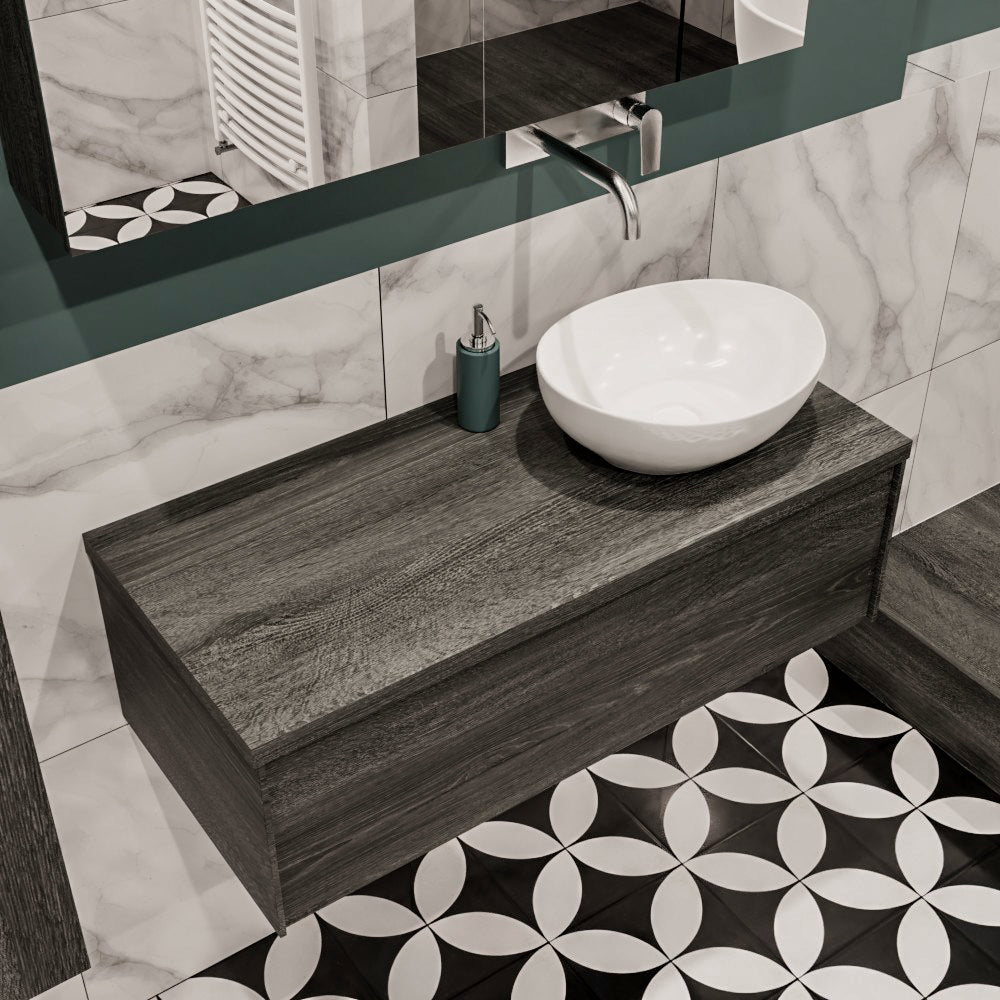 MONDIAZ LUSH 100 badmeubel antracite 1 lades BARCO rechts geen kraangat