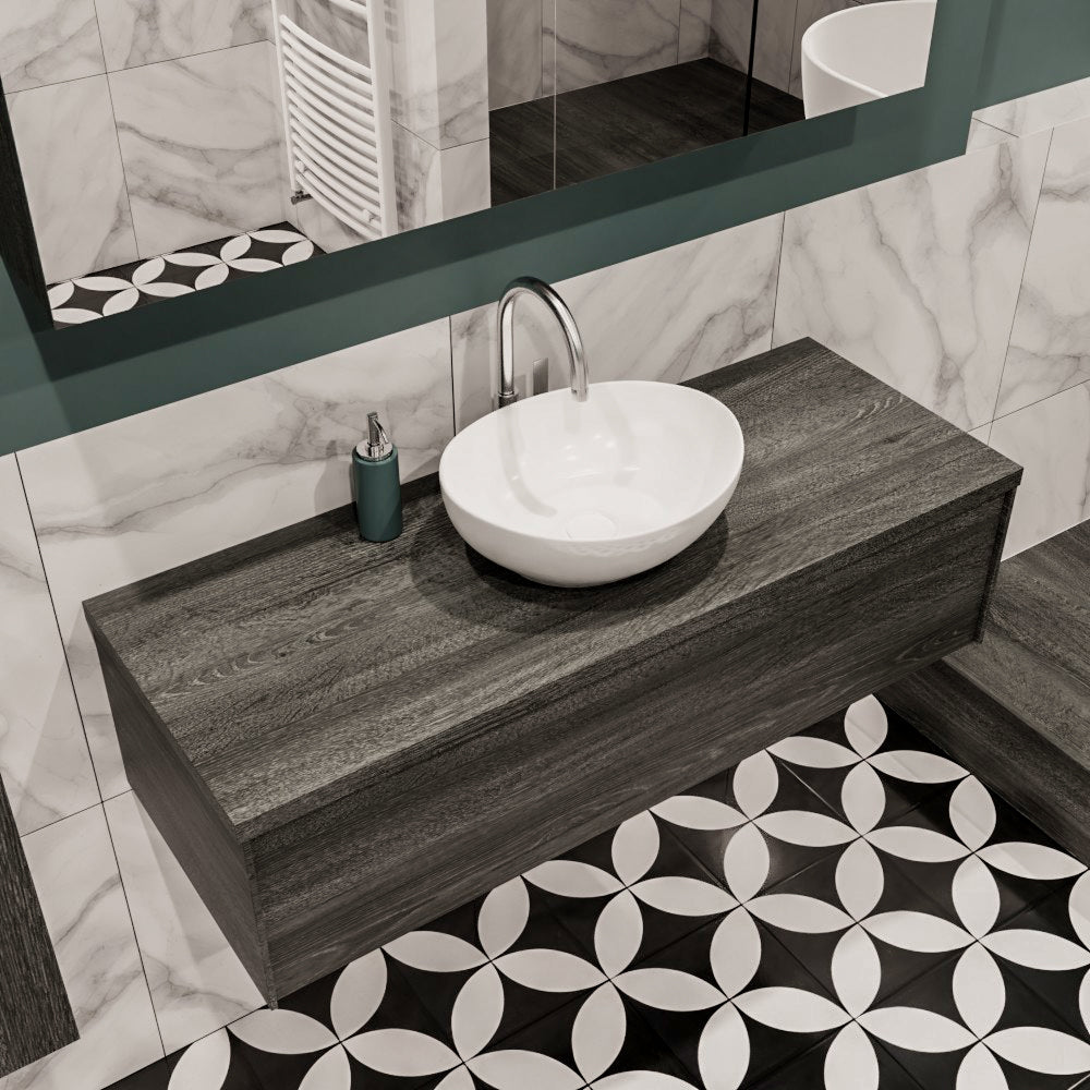 MONDIAZ LUSH 120 badmeubel antracite 1 lades wastafel BARCO midden 1 kraangat