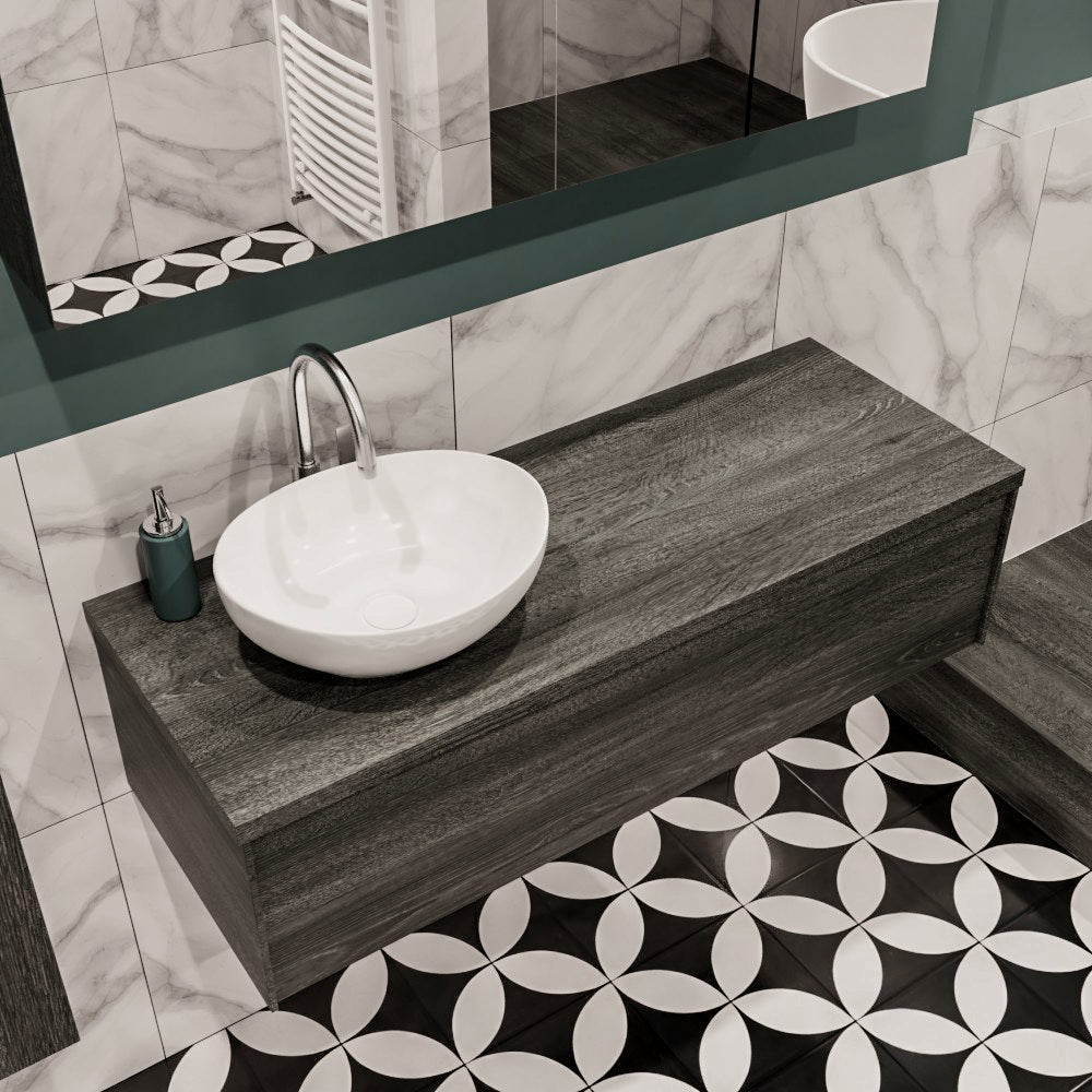 MONDIAZ LUSH 120cm badmeubel antracite 1 lades wastafel BARCO links 1 kraangat