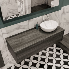 MONDIAZ LUSH 120 badmeubel antracite 1 lades wastafel BARCO rechts 1 kraangat