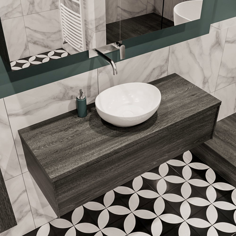 MONDIAZ LUSH 120 badmeubel antracite 1 lades BARCO midden geen kraangat