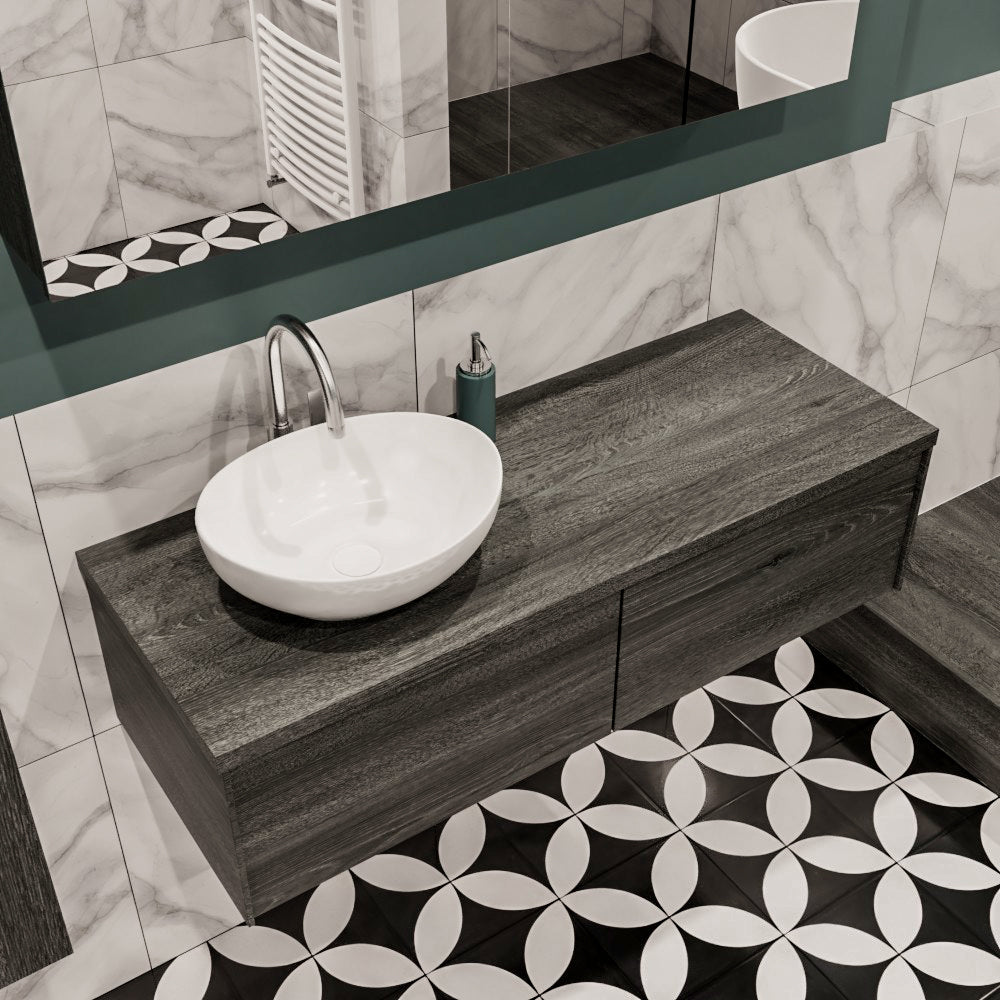 MONDIAZ LUSH 120cm badmeubel antracite 2 lades wastafel BARCO links 1 kraangat