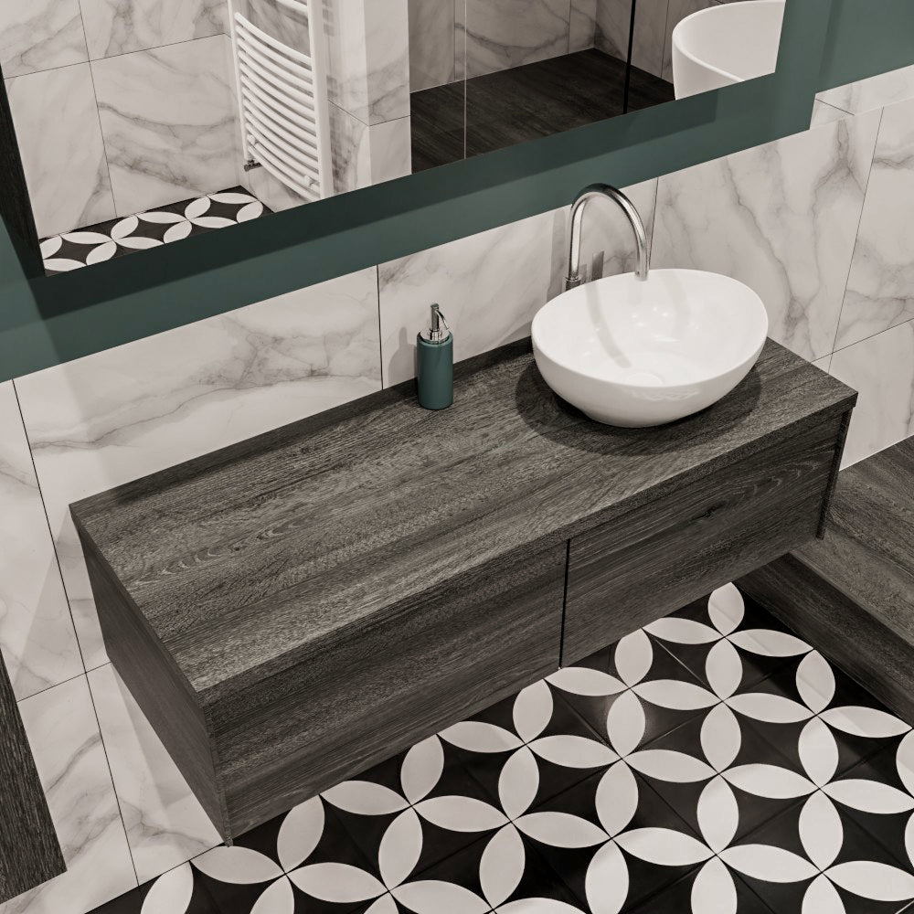 MONDIAZ LUSH 120 badmeubel antracite 2 lades wastafel BARCO rechts 1 kraangat