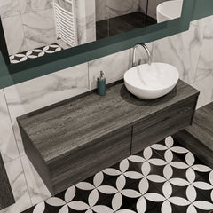 MONDIAZ LUSH 120 badmeubel antracite 2 lades wastafel BARCO rechts 1 kraangat