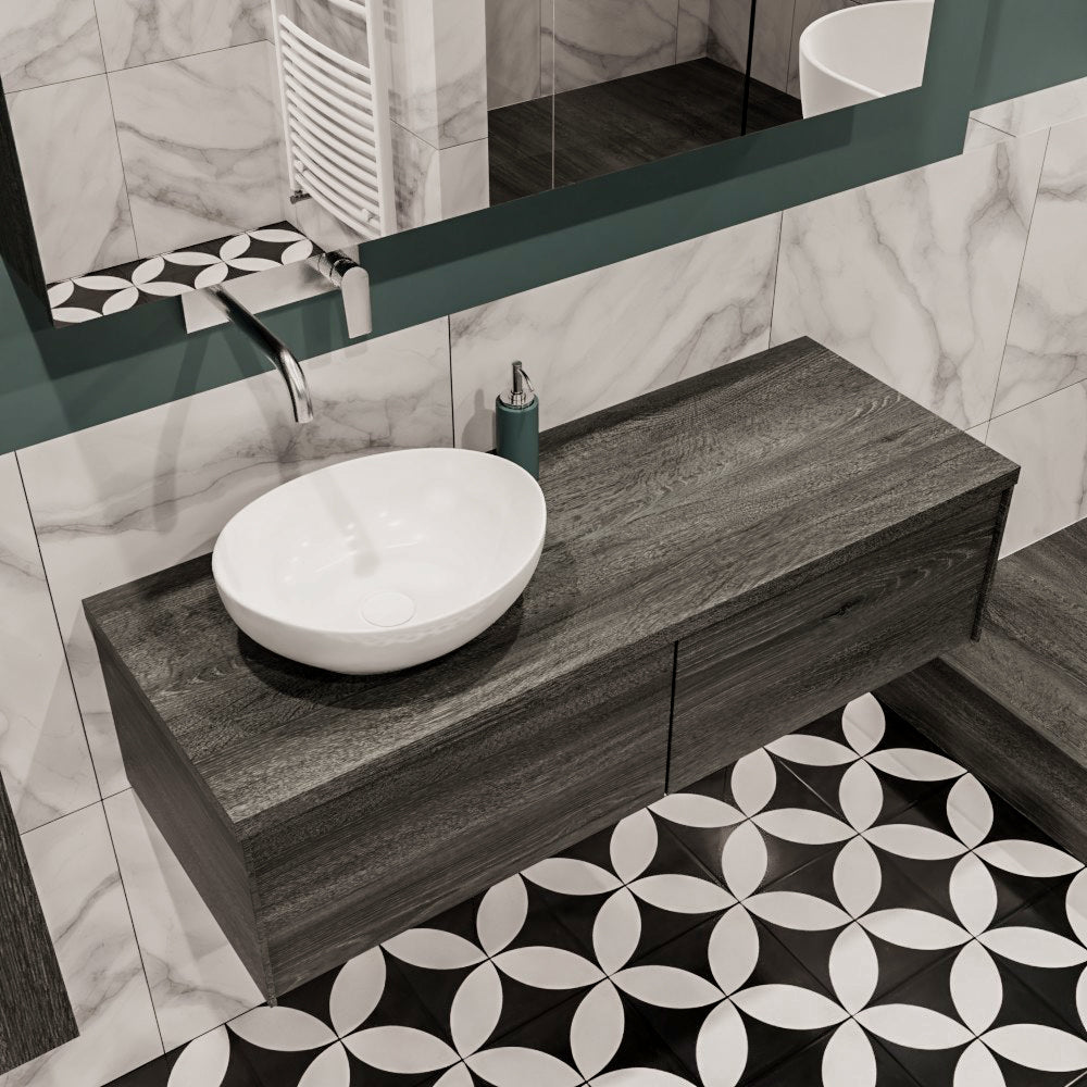 MONDIAZ LUSH 120 badmeubel antracite 2 lades BARCO links geen kraangat