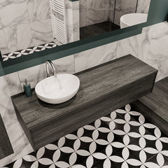 MONDIAZ LUSH 150cm badmeubel antracite 1 lades wastafel BARCO links 1 kraangat