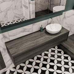 MONDIAZ LUSH 150 badmeubel antracite 1 lades wastafel BARCO rechts 1 kraangat