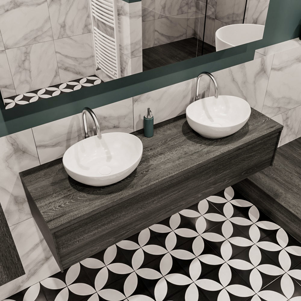 MONDIAZ LUSH 150 badmeubel antracite 1 lades BARCO dubbel 2 kraangaten