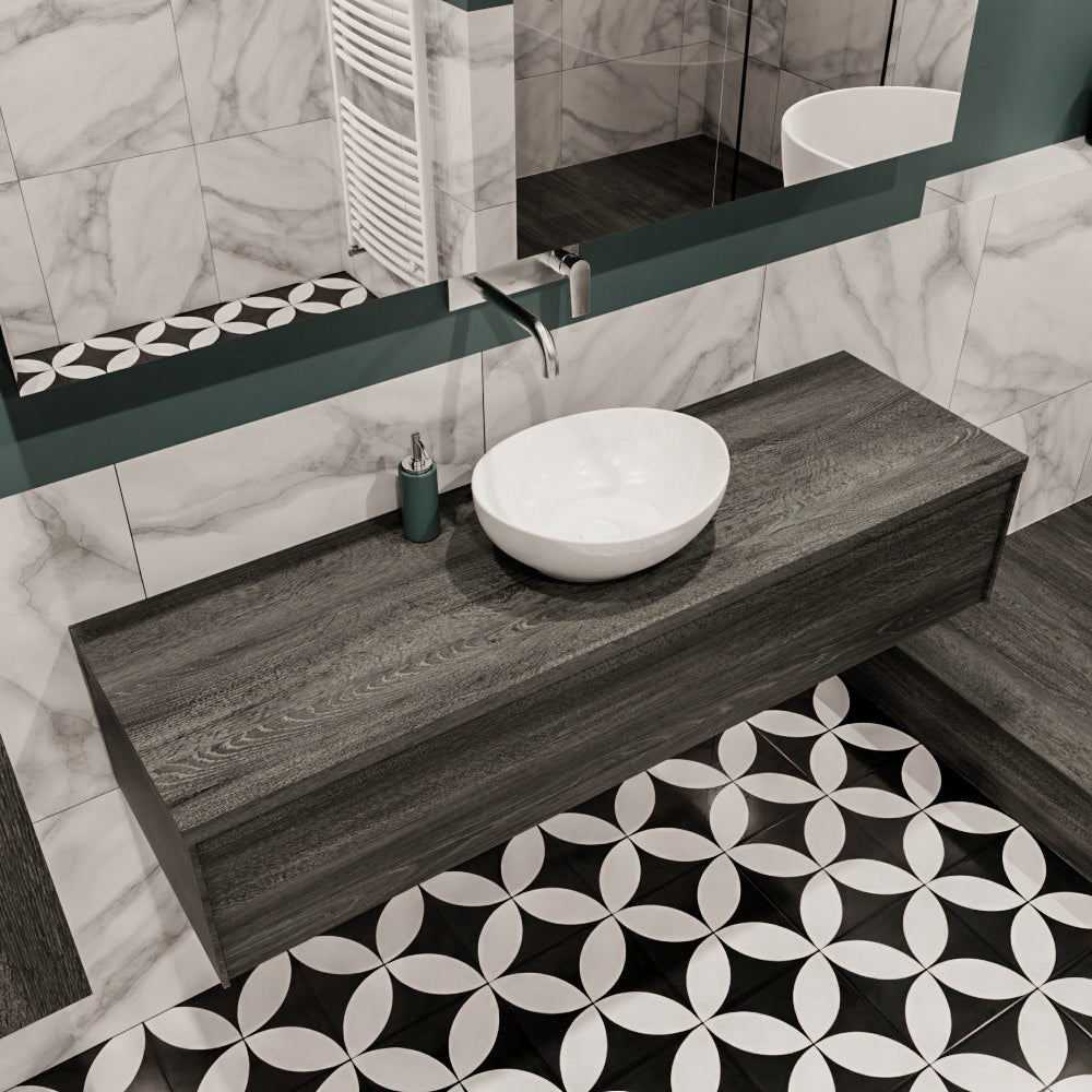 MONDIAZ LUSH 150 badmeubel antracite 1 lades BARCO midden geen kraangat