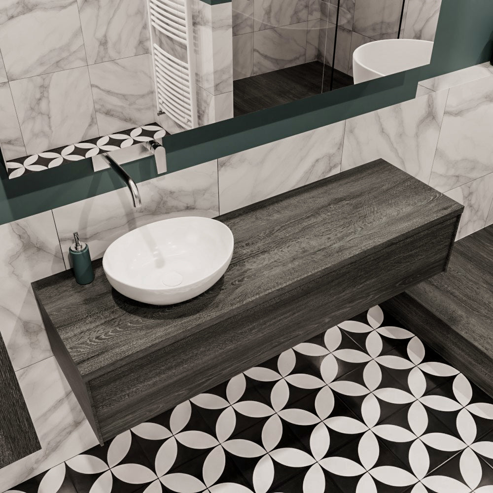 MONDIAZ LUSH 150 badmeubel antracite 1 lades BARCO links geen kraangat