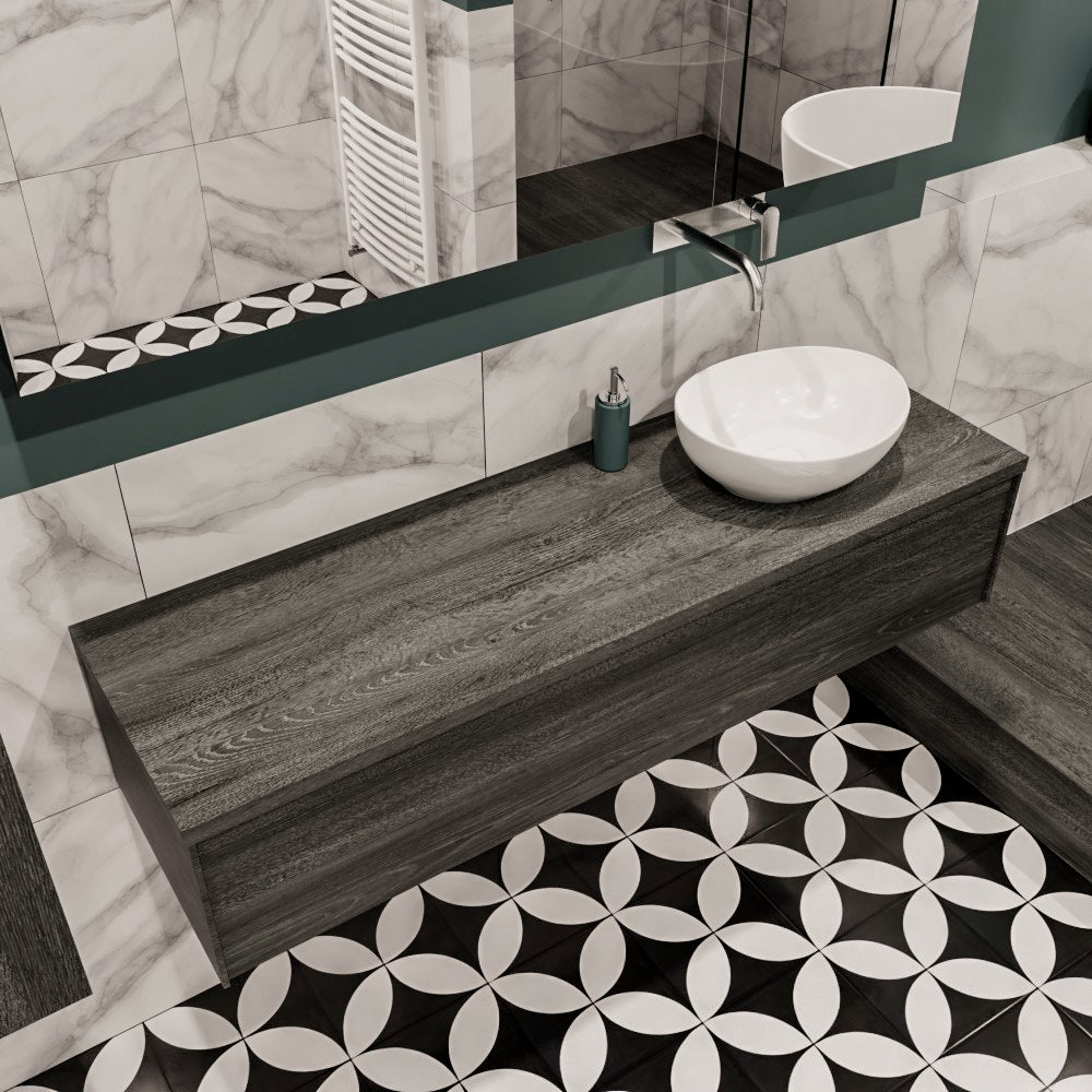 MONDIAZ LUSH 150 badmeubel antracite 1 lades BARCO rechts geen kraangat