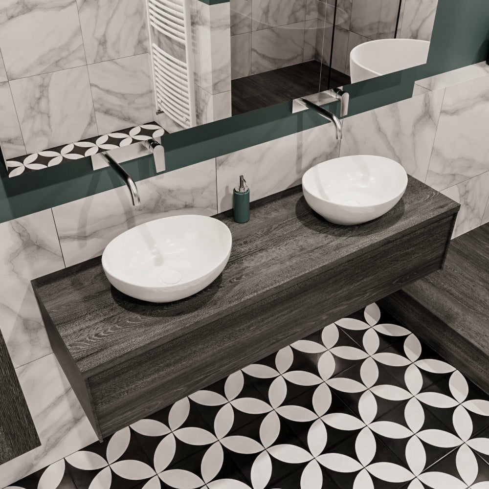 MONDIAZ LUSH 150 badmeubel antracite 1 lades BARCO dubbel geen kraangat