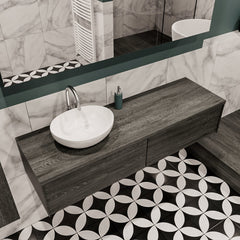 MONDIAZ LUSH 150cm badmeubel antracite 2 lades wastafel BARCO links 1 kraangat