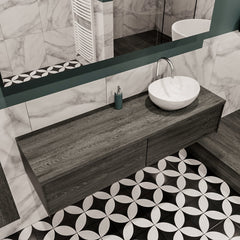 MONDIAZ LUSH 150 badmeubel antracite 2 lades wastafel BARCO rechts 1 kraangat