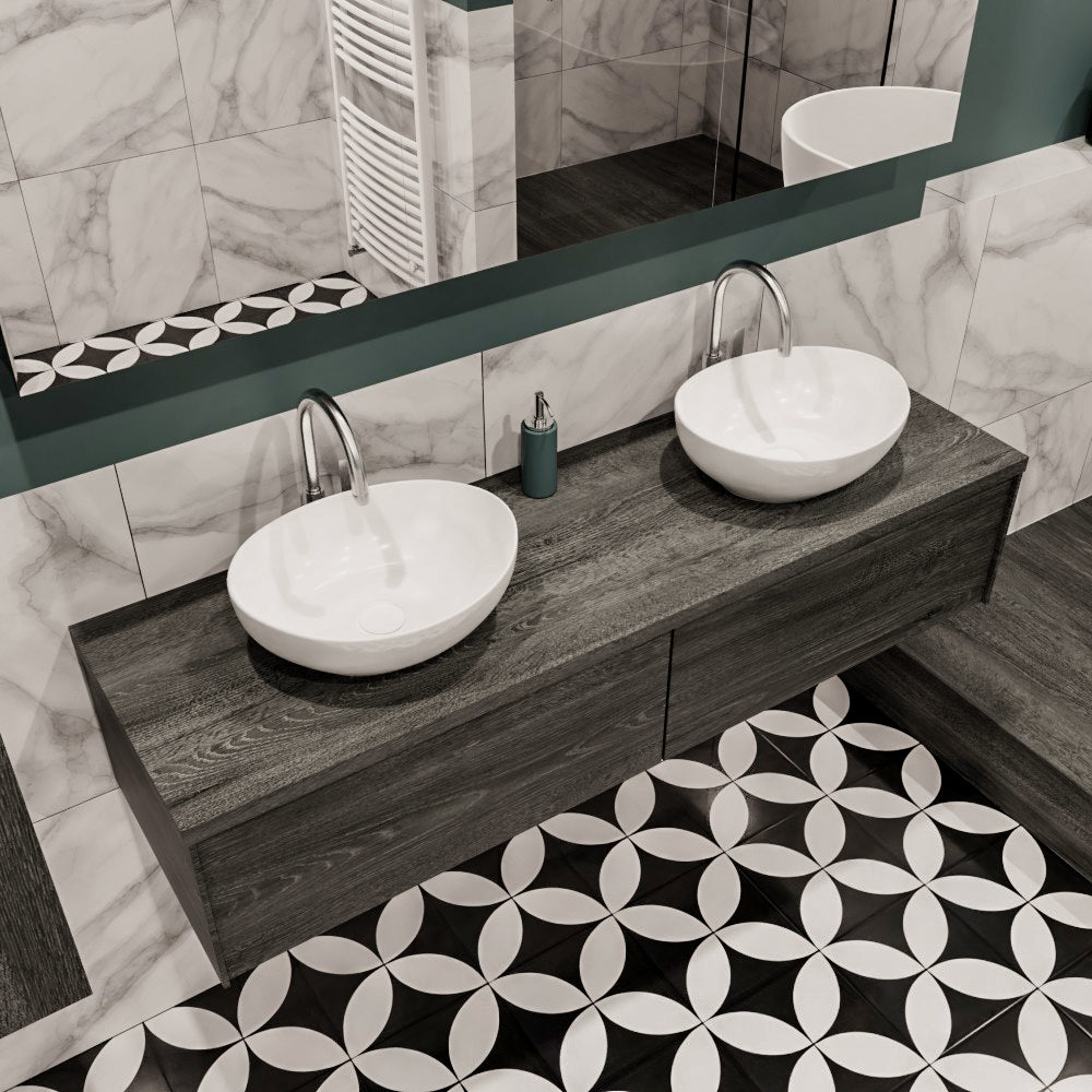 MONDIAZ LUSH 150 badmeubel antracite 2 lades BARCO dubbel 2 kraangaten