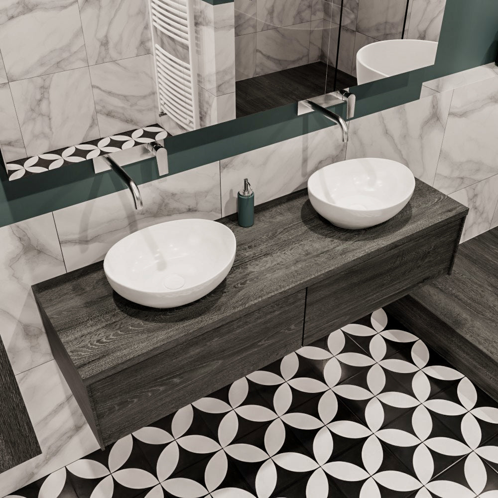 MONDIAZ LUSH 150 badmeubel antracite 2 lades BARCO dubbel geen kraangat