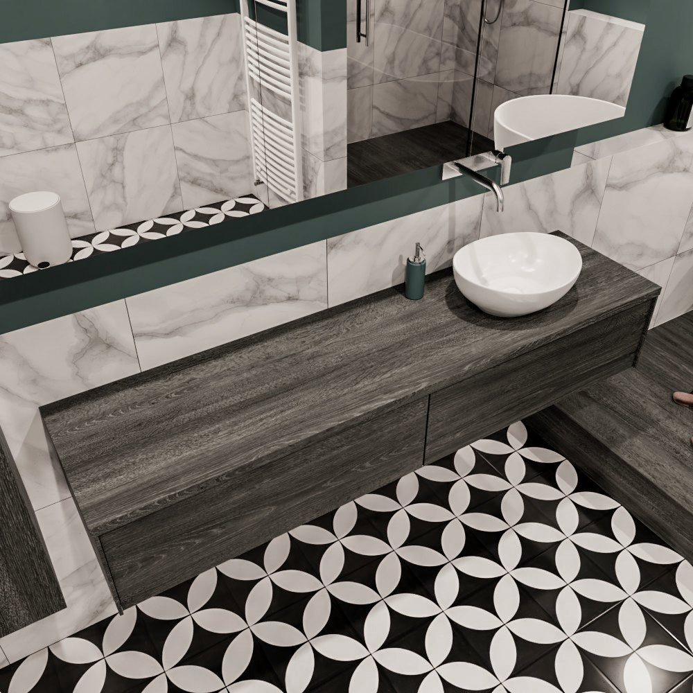 MONDIAZ LUSH 180 badmeubel antracite 2 lades BARCO rechts geen kraangat