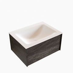 MONDIAZ LUSH 60cm badmeubel dark brown 1 lade wastafel CLOUD midden 1 kraangat