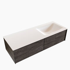 MONDIAZ LUSH 120 badmeubel dark brown 2 lades wastafel CLOUD rechts 1 kraangat