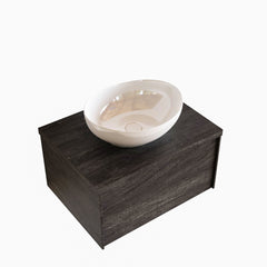 MONDIAZ LUSH 60 badmeubel dark brown 1 lades wastafel BARCO midden 1 kraangat