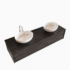 MONDIAZ LUSH 150 badmeubel dark brown 1 lades. Waskom BARCO dubbel 2 kraangaten