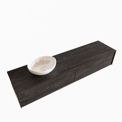 MONDIAZ LUSH 180 badmeubel dark brown 2 lades wastafel BARCO links 1 kraangat