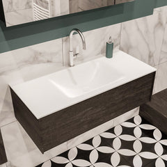 MONDIAZ LUSH 100 badmeubel dark brown 1 lade wastafel CLOUD midden 1 kraangat