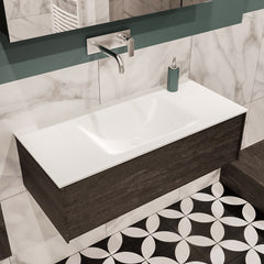 MONDIAZ LUSH 100 badmeubel dark brown 1 lade wastafel midden geen kraangat