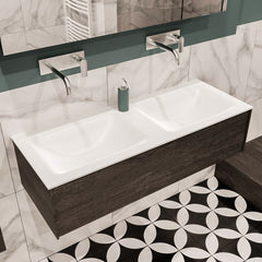 MONDIAZ LUSH 120 badmeubel dark brown 1 lade wastafel dubbel geen kraangat