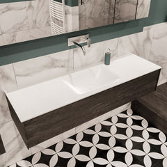 MONDIAZ LUSH 150 badmeubel dark brown 1 lade wastafel midden geen kraangat