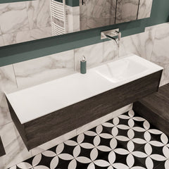 MONDIAZ LUSH 150 badmeubel dark brown 1 lade wastafel rechts geen kraangat