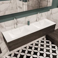 MONDIAZ LUSH 150 badmeubel dark brown 1 lade wastafel dubbel 2 kraangaten