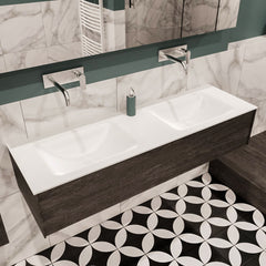 MONDIAZ LUSH 150 badmeubel dark brown 1 lade wastafel dubbel geen kraangat