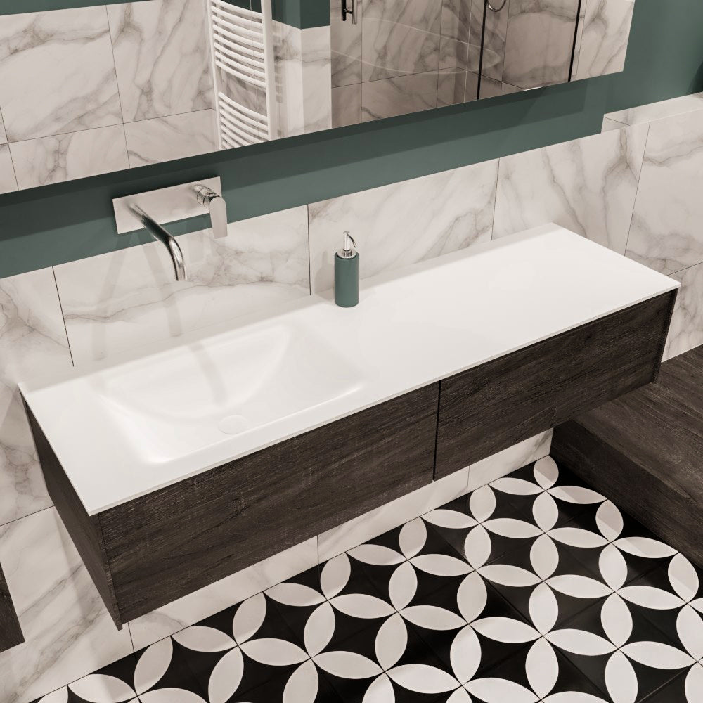 MONDIAZ LUSH 150 badmeubel dark brown 2 lades wastafel links geen kraangat