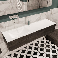 MONDIAZ LUSH 150 badmeubel dark brown 2 lades wastafel links geen kraangat