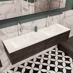 MONDIAZ LUSH 150 badmeubel dark brown 2 lades wastafel dubbel 2 kraangaten