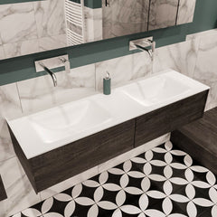 MONDIAZ LUSH 150 badmeubel dark brown 2 lades wastafel dubbel geen kraangat