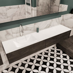 MONDIAZ LUSH 180 badmeubel dark brown 2 lades wastafel CLOUD links 1 kraangat