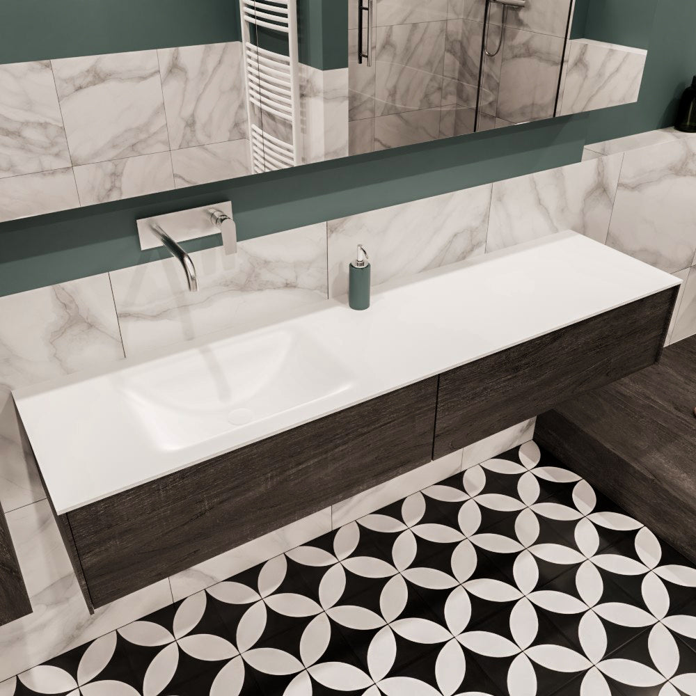 MONDIAZ LUSH 180 badmeubel dark brown 2 lades wastafel links geen kraangat